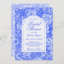 Cobalt Blue White Blommigt Chinoiserie Möhippa