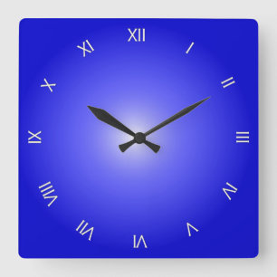 Cobalt Blue White Roman Numerals Fyrkantig Klocka
