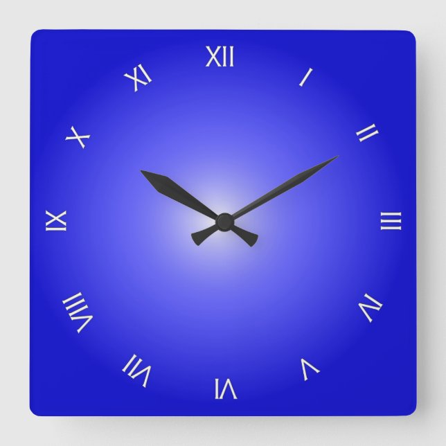 Cobalt Blue White Roman Numerals Fyrkantig Klocka (Framsida)