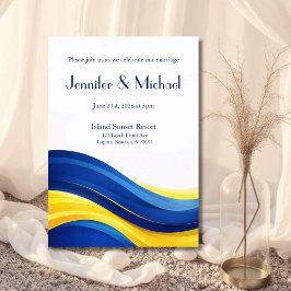 Cobalt Blue & Yellow Modern Wedding  Inbjudningar