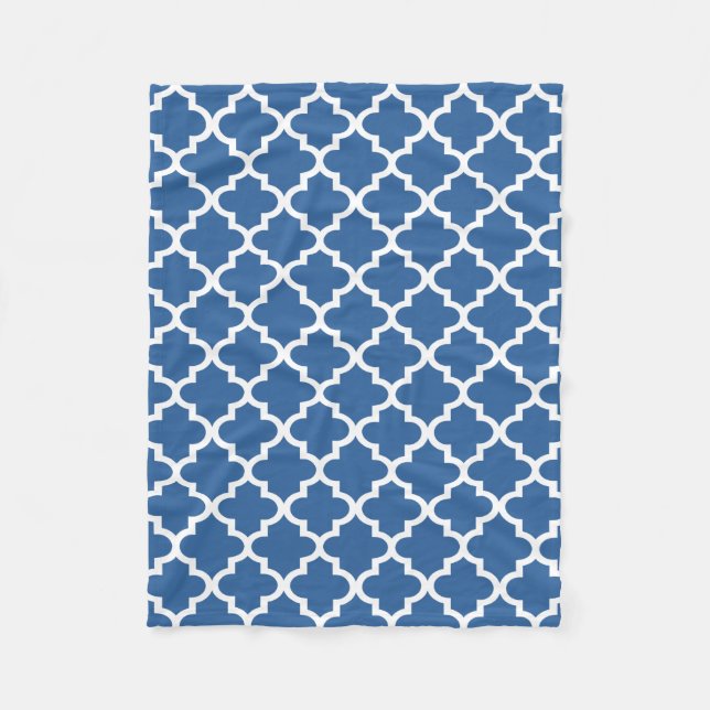 Cobalt Bright Blue Moroccan Tile Trellis Fleecefilt (Framsidan)