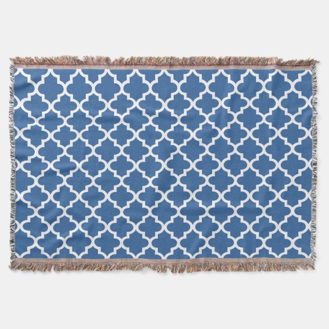 Cobalt Bright Blue Moroccan Tile Trellis Mysfilt (Framsidan)
