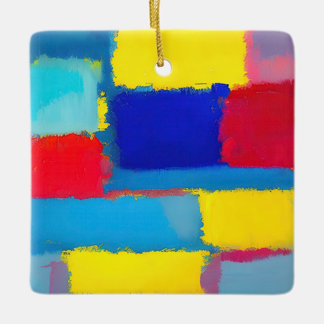 "Cobalt Carnival" Abstrakt Art Julgransprydnad Keramik (Framsida)