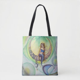 Cobalt Måne Sjöjungfru Fantasy Art Tote Bag Tygkasse