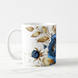Cobalt White Flowers Kaffemugg