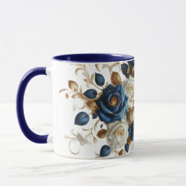Cobalt White Flowers Mugg