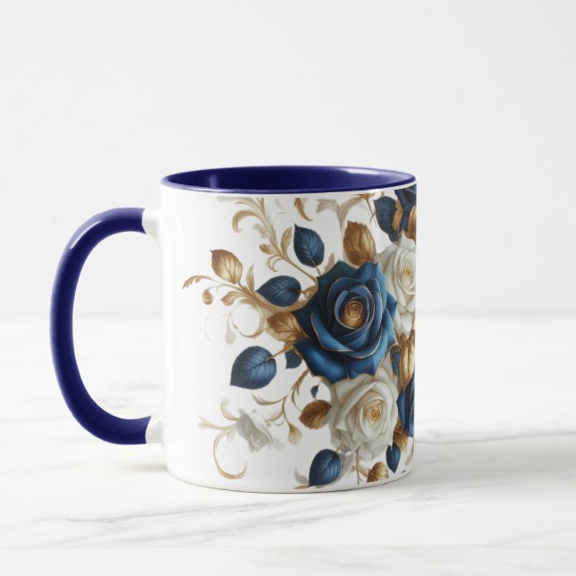 Cobalt White Flowers Mugg (Vänster)