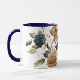 Cobalt White Flowers Mugg