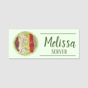 Cobb Salad Servitör Server Restaurant Food Lastbil Namnbricka