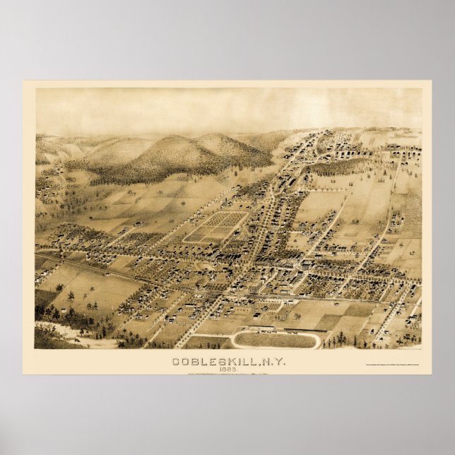 Cobblefärdighet, NY Panoramic Karta - 1883 Poster (Framsidan)