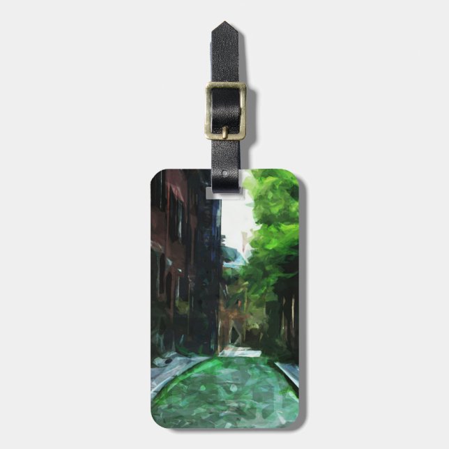 Cobblestone Street Beacon Backe Boston Abstrakt Bagagebricka (Vertikal Framsida)