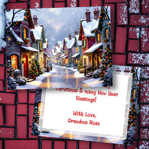 Cobblestone Street Village Personlig jul Helg Vykort