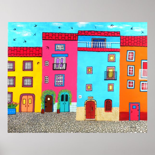 Cobblestone Streets på Sardinien Poster (Framsidan)