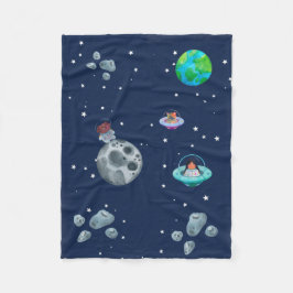 Cobertor De Velo Space themed blanket. Fleecefilt