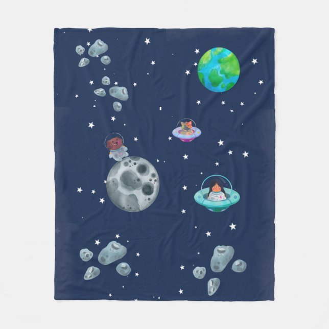 Cobertor De Velo Space themed blanket. Fleecefilt (Framsidan)