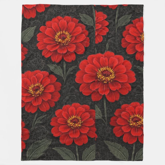 cobertor  Flores de Zínnia em artes Fleecefilt (Framsidan)