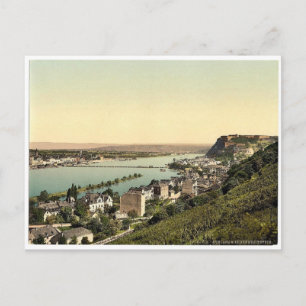 Coblenz och Ehrenbreitstein, Rhen, Tyskland cl Vykort