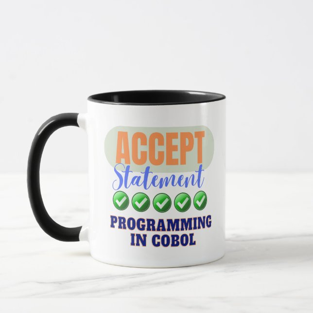 Cobol-programmering med Accept Statement Mugg (Vänster)