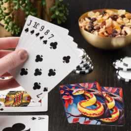 Cobra med pulverröd och gult i träd casinokort