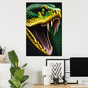 Cobra-orm med pulserande grönt och gult poster