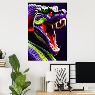 Cobra-orm med pulserande grönt och lila poster