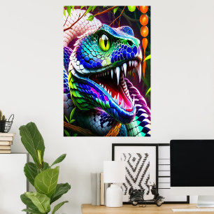 Cobra-orm med vibrerande turkos och blå skalor poster