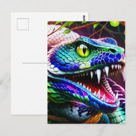 Cobra-orm med vibrerande turkos och blå skalor vykort