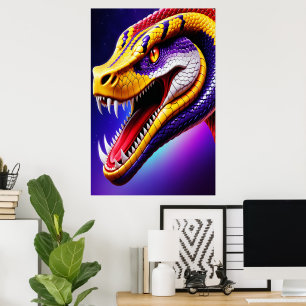 Cobra-pulverröd lila vit och gult poster