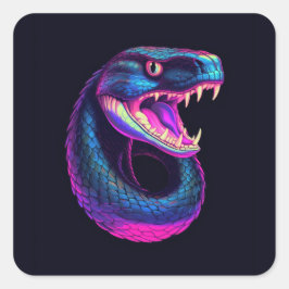 Cobra Snake in Vaporwave Aesthetic Stil Fyrkantigt Klistermärke