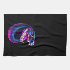 Cobra Snake in Vaporwave Aesthetic Stil Kökshandduk