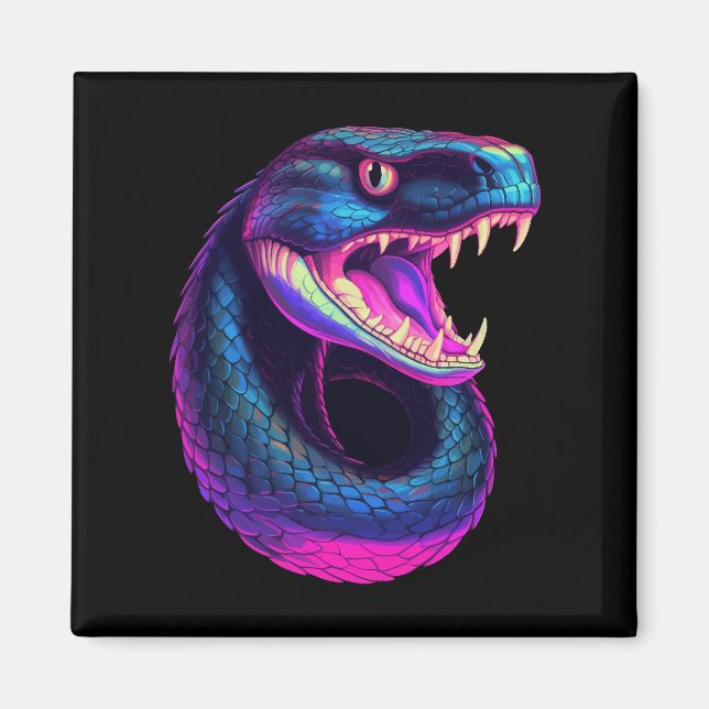 Cobra Snake in Vaporwave Aesthetic Stil Magnet (Framsidan)