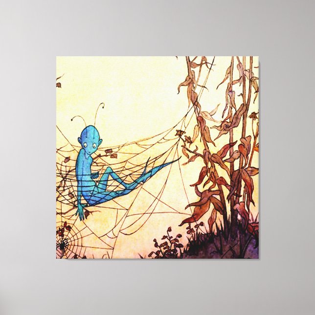 "Cobwebs are are Fairy Hammocks" av Marjorie Mille Canvastryck (Framsida)