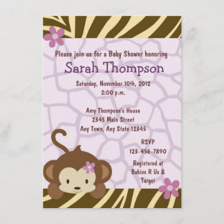 Cocalo Jacana Monkey Baby Shower-inbjudningar Inbjudningar