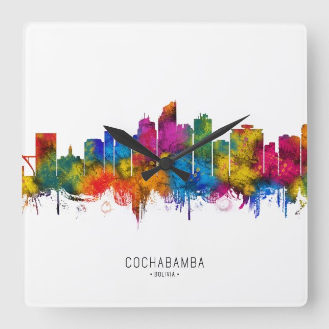 Cochabamba Bolivia Siluett Fyrkantig Klocka (Framsida)