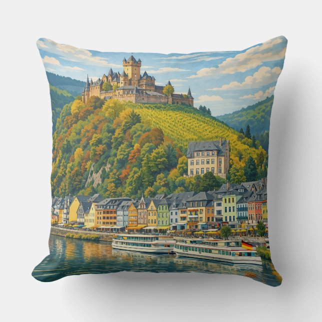 Cochem Germany Vintage Travel Art Kudde (Framsida)