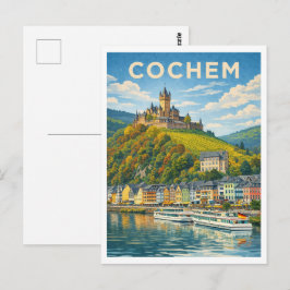 Cochem Germany Vintage Travel Art Postcard Vykort