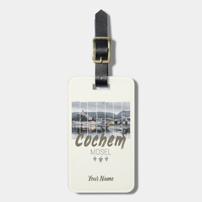 Cochem on Moselle Tyskland Vintage Souvenir Bagagebricka (Vertikal Framsida)