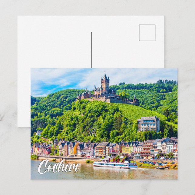 Cochem slott, Tyskland Vykort (Fram/baksida)