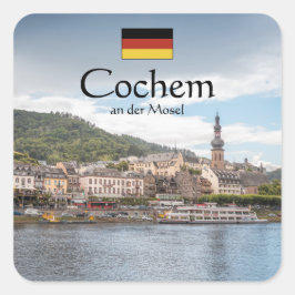 Cochem Tyskland Souvenir Fyrkantigt Klistermärke