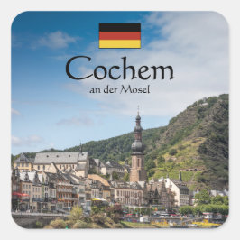 Cochem Tyskland Souvenir Fyrkantigt Klistermärke