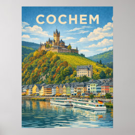 Cochem Tyskland Vintage Resa Poster
