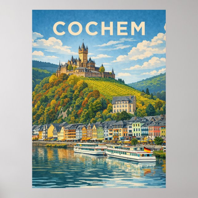 Cochem Tyskland Vintage Resa Poster (Framsidan)