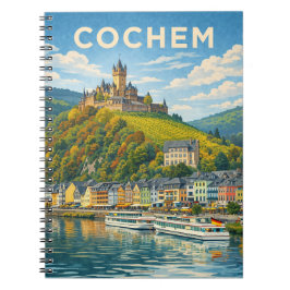 Cochem Tyskland Vintage Resemålning Konst Anteckningsbok