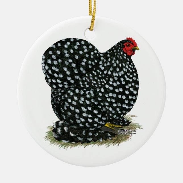 Cochin fläckig höna julgransprydnad keramik (Framsidan)