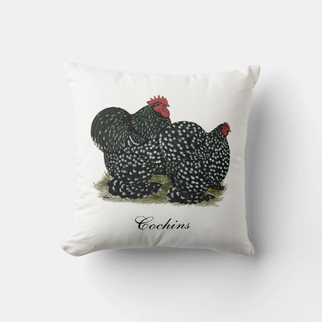 Cochin Mottled Chickens Kudde (Framsida)