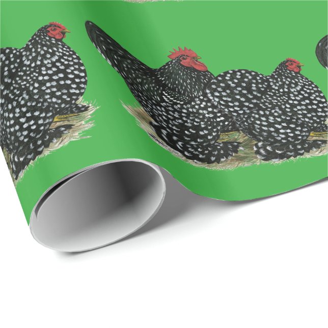 Cochin Mottled Chickens Presentpapper (Rullad Hörn)