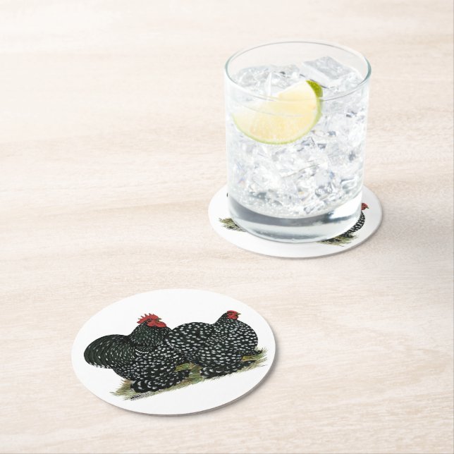 Cochin Mottled Chickens Underlägg Papper Rund (Insitu)