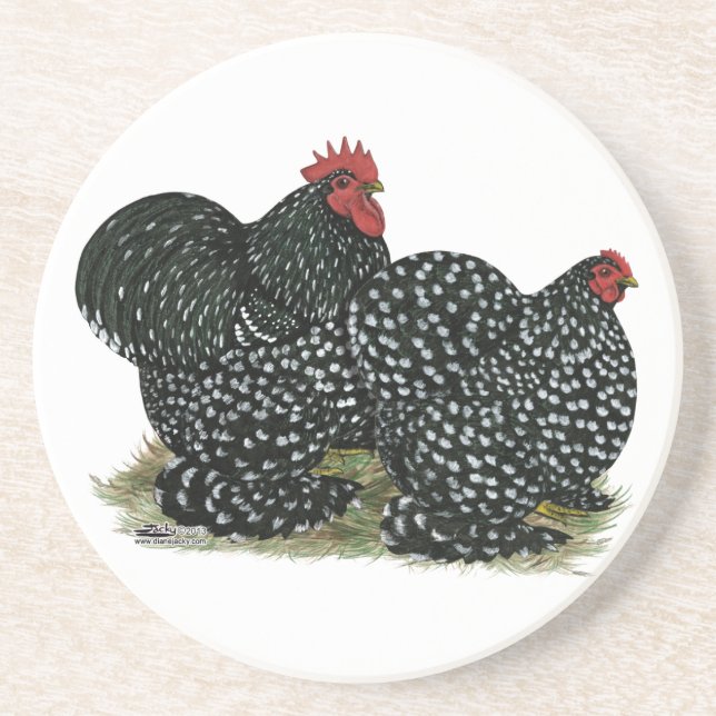 Cochin Mottled Chickens Underlägg Sandsten (Framsidan)