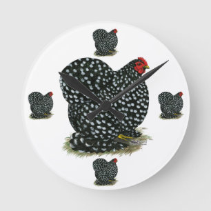 Cochin Mottled Hen Rund Klocka