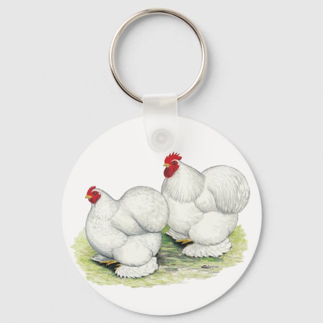 Cochin: White Bantams Nyckelring (Framsida)